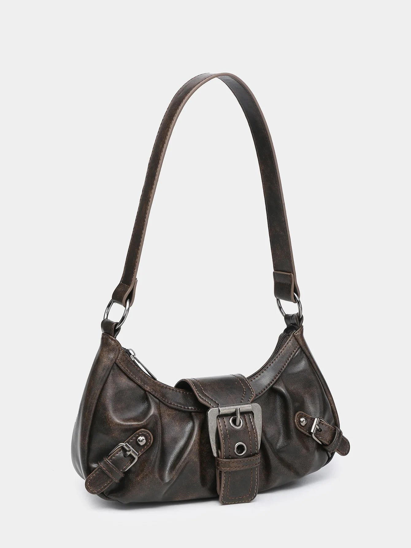 2024 Spring Hot Selling Maillard Style Retro Style Small Bag Spicy Girl Y2K Wasteland Style Vintage Leather Shoulder Armpit Bag