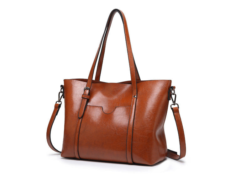 Women's Tote Bag Black Medium Leather
