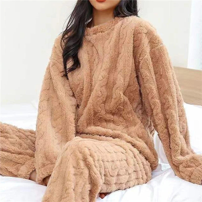 Lunara Women’S Fleece Pyjama Set – Ultra Soft Warm Two-Piece Loungewear for Home & Sleep