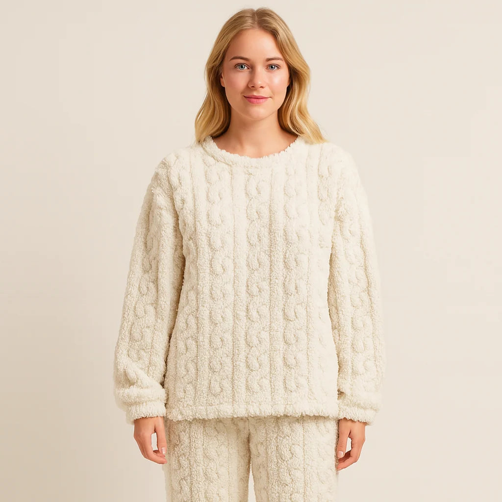 Lunara Women’S Fleece Pyjama Set – Ultra Soft Warm Two-Piece Loungewear for Home & Sleep