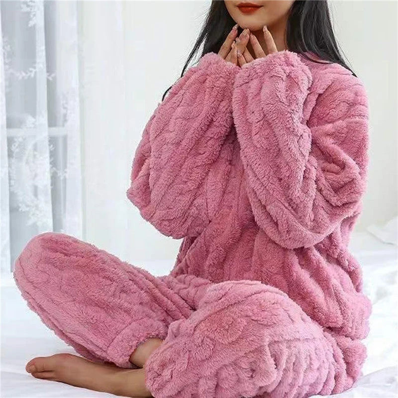 Lunara Women’S Fleece Pyjama Set – Ultra Soft Warm Two-Piece Loungewear for Home & Sleep