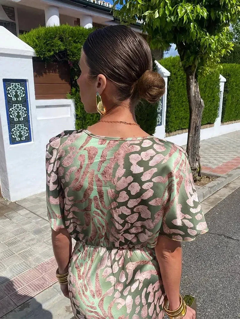 Women'S Printed Fit & Flare Midi Dress