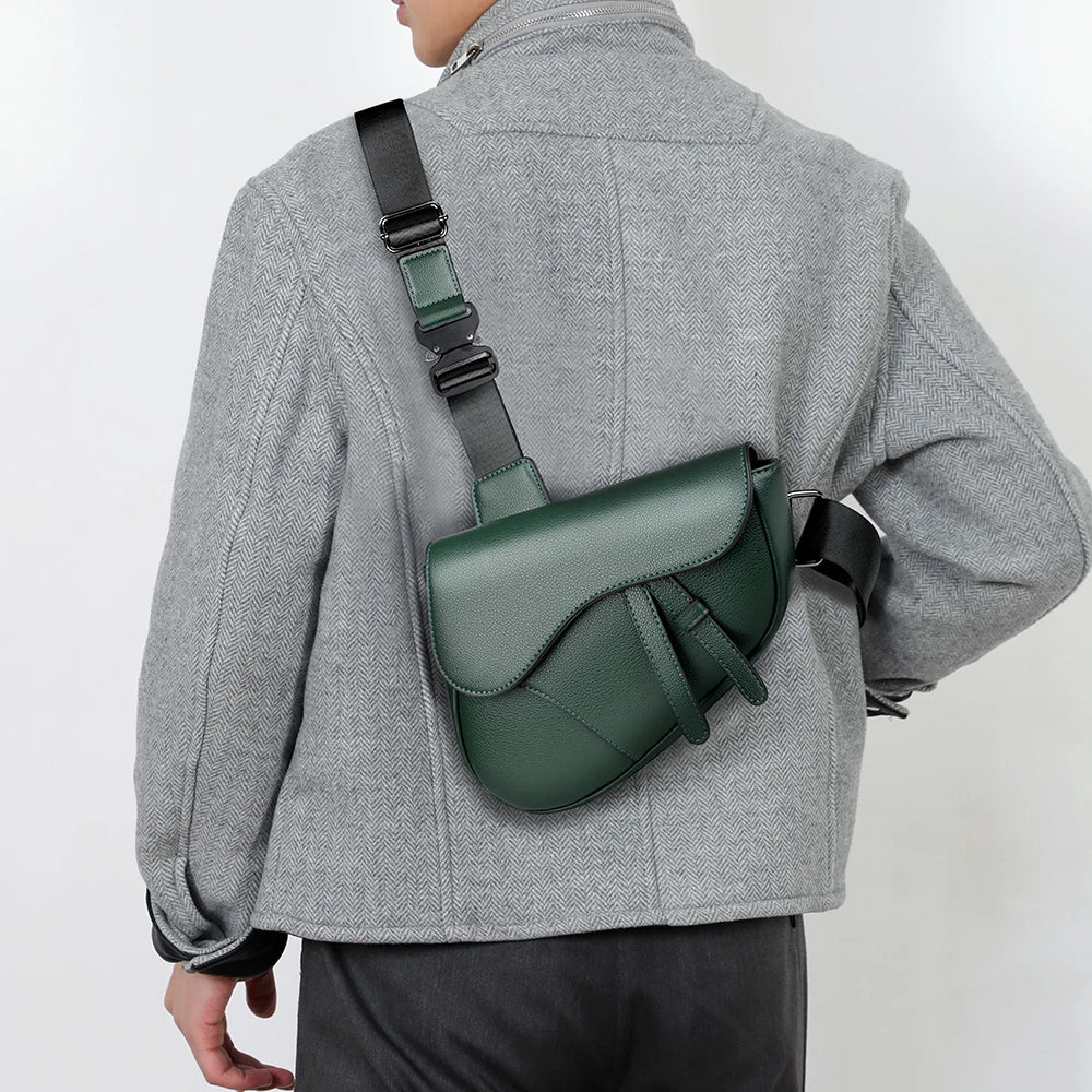 Women's Eco Leather Saddle Crossbody Bag – Adjustable Strap