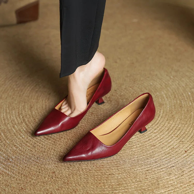 Women's Genuine Leather Pointed Heels – Stiletto