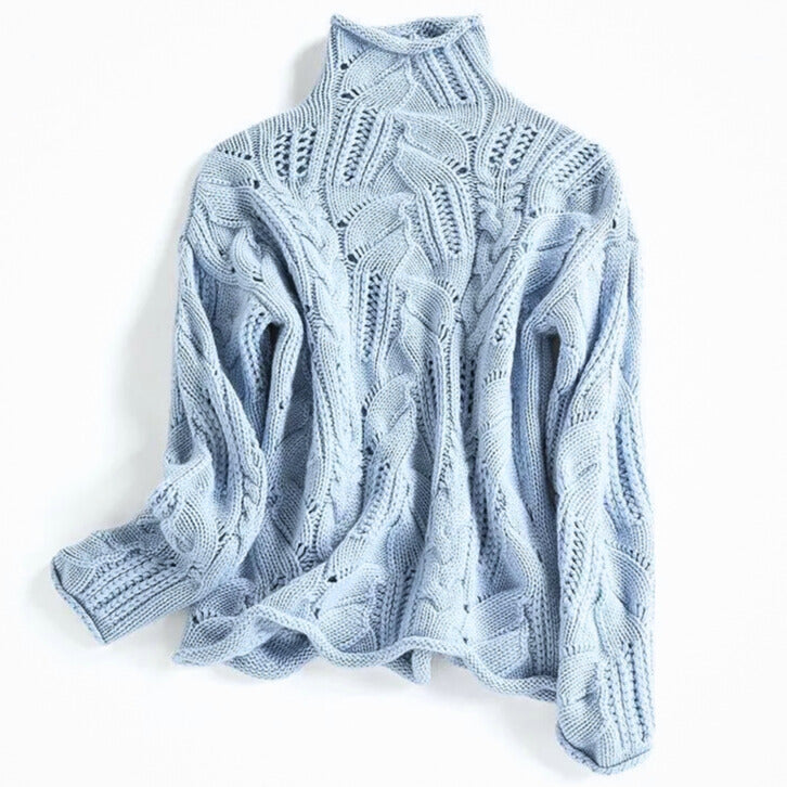 Women's Cashmere Blend Cable Knit Turtleneck Sweater