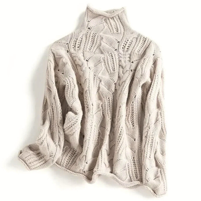 Women's Cashmere Blend Cable Knit Turtleneck Sweater