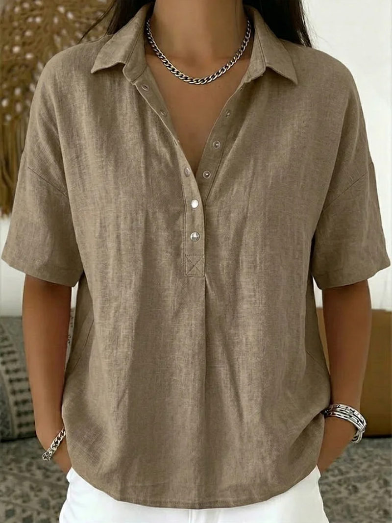 Women's Collared Button-Up Blouse