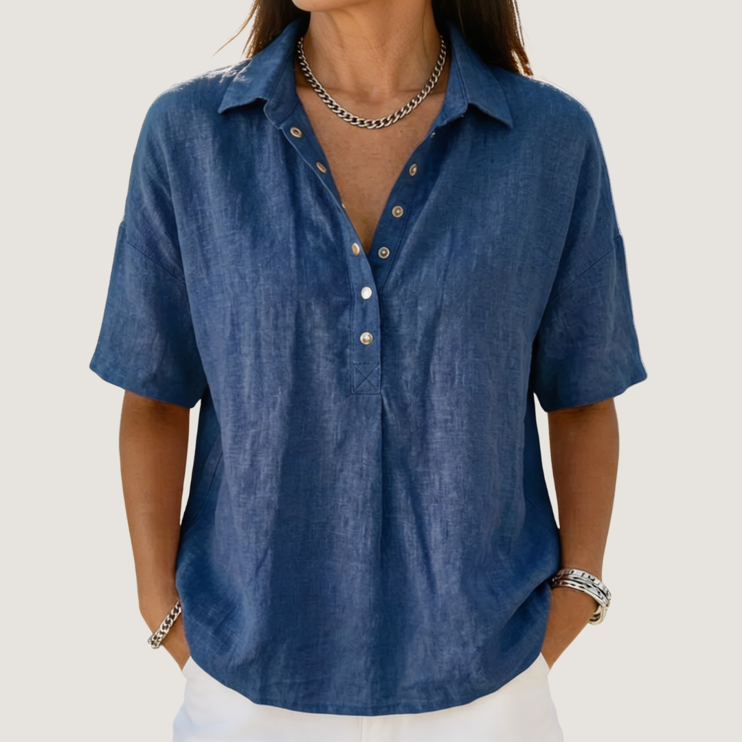 Women's Collared Button-Up Blouse