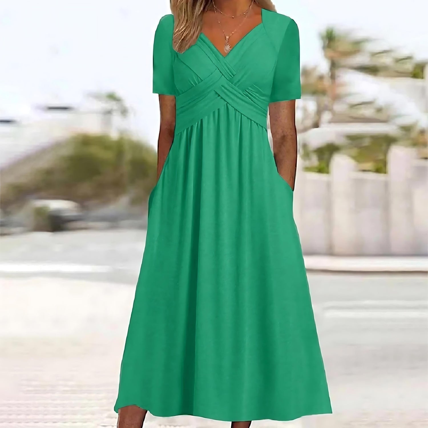 Women's Soft A-Line Midi Dress – Elegant Flowing Silhouette