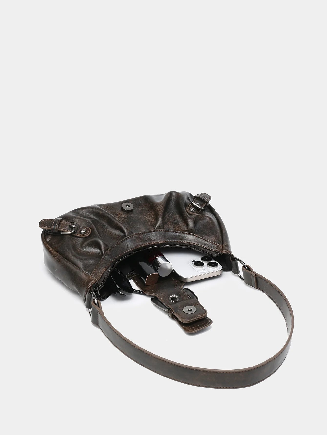 2024 Spring Hot Selling Maillard Style Retro Style Small Bag Spicy Girl Y2K Wasteland Style Vintage Leather Shoulder Armpit Bag