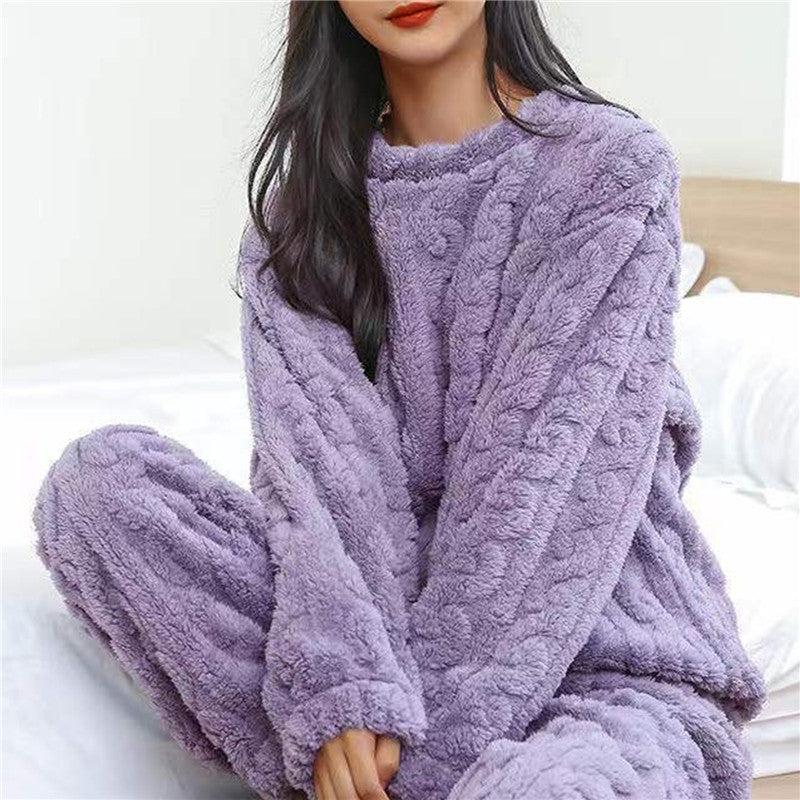 Lunara Women’S Fleece Pyjama Set – Ultra Soft Warm Two-Piece Loungewear for Home & Sleep