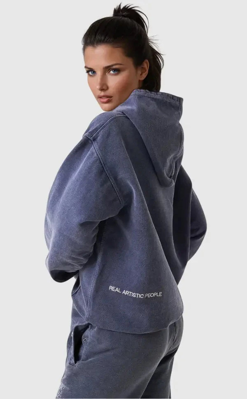 Sweat À Capuche Bleu Avec Imprimé "For the Culture"
