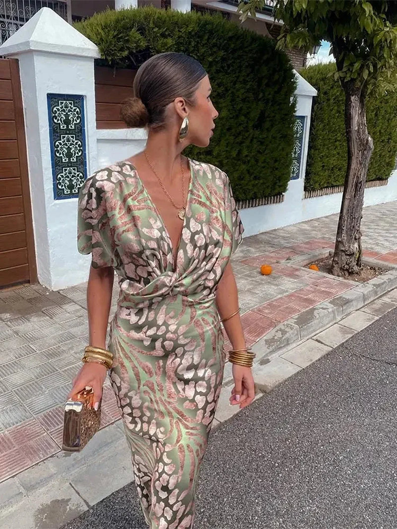 Women'S Printed Fit & Flare Midi Dress