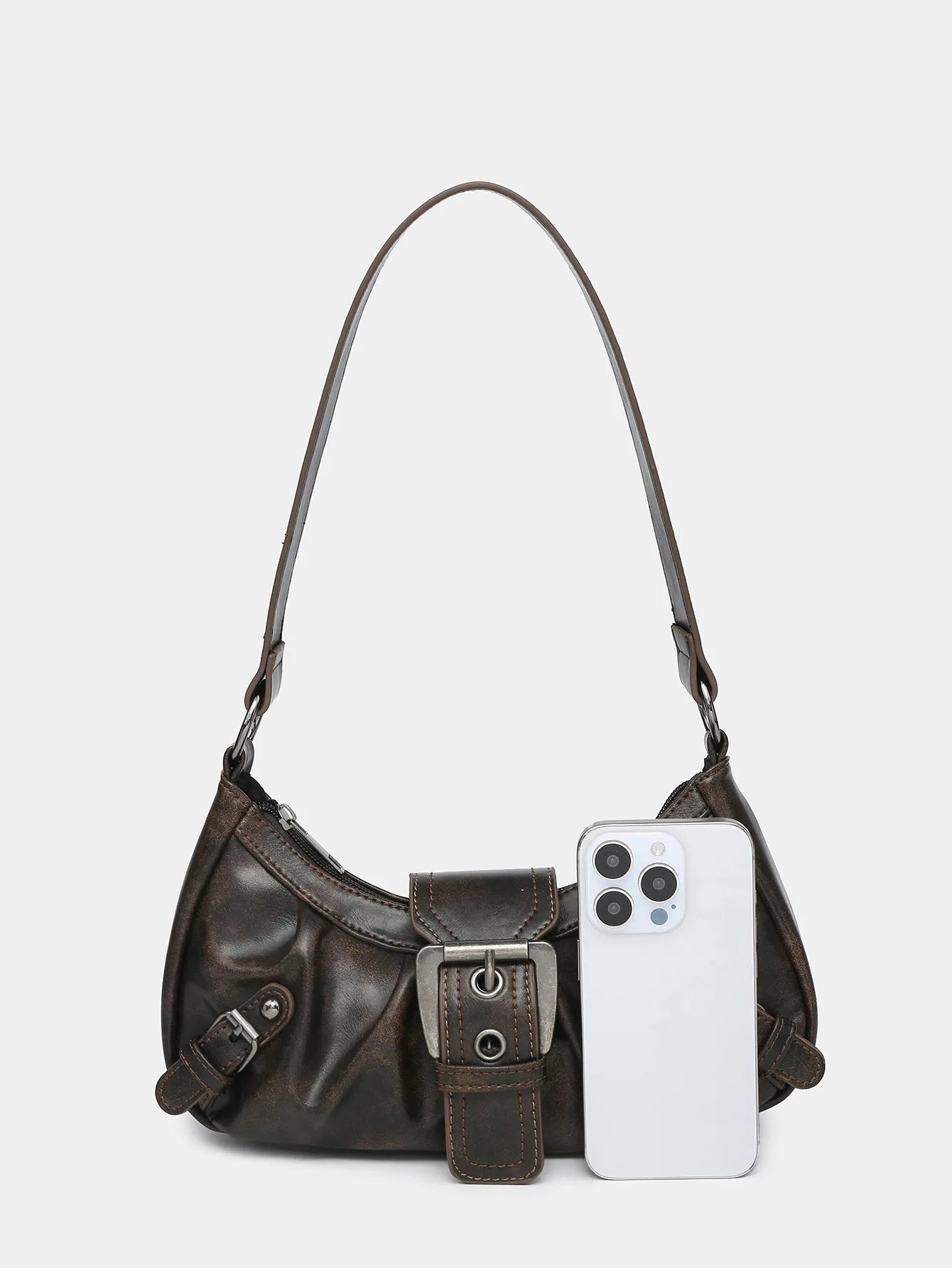 2024 Spring Hot Selling Maillard Style Retro Style Small Bag Spicy Girl Y2K Wasteland Style Vintage Leather Shoulder Armpit Bag