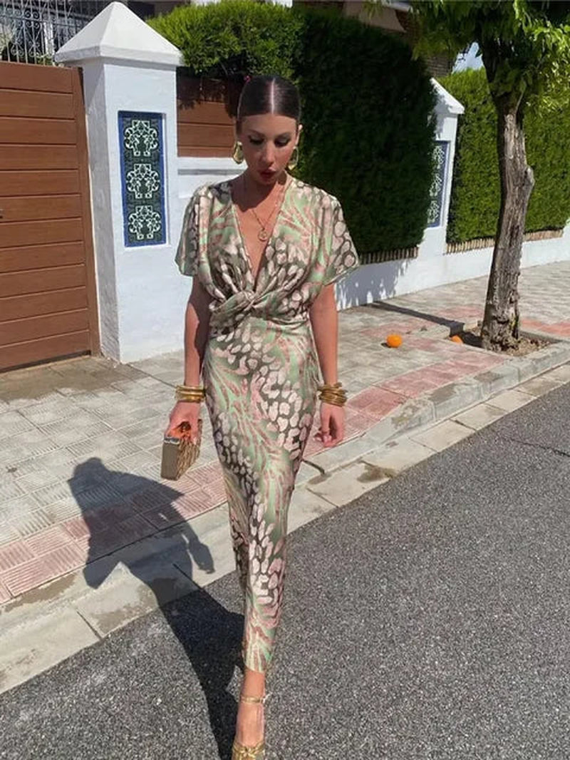 Women'S Printed Fit & Flare Midi Dress